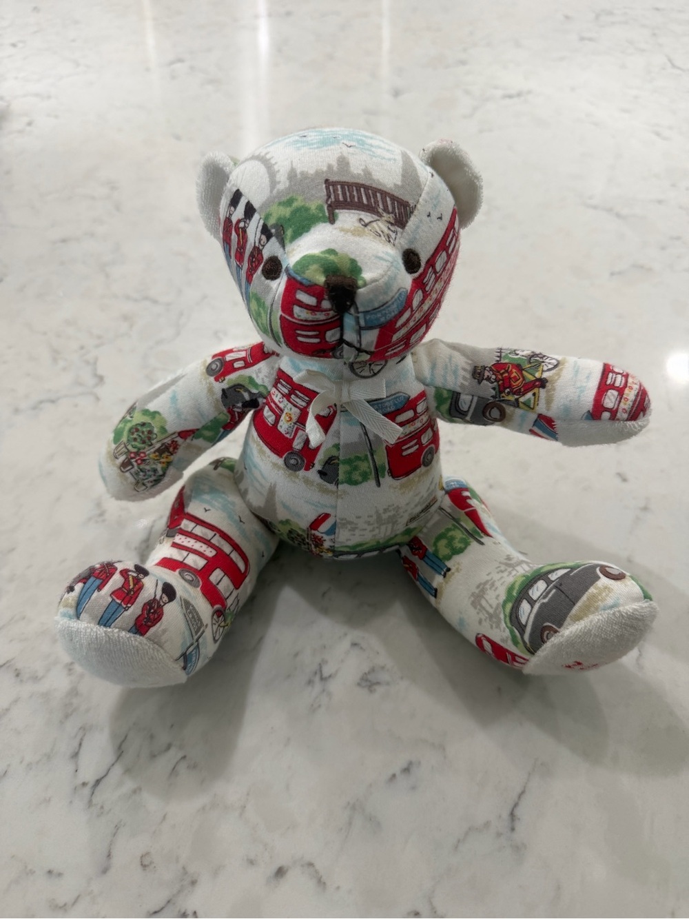 Cathy Kids London Teddy Bear with London Bus Pattern - Kids Stuffed Animal